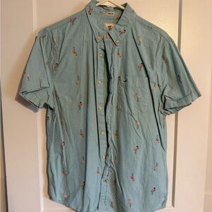 Hollister Light Blue Flamingo Button Down Shirt